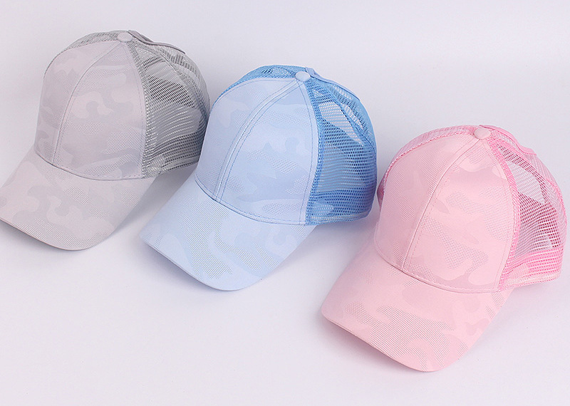 Ademende, bedrukte paardenstaart mesh casual veelzijdige zonnehoed voor dames in de zomer met eendenbekpet_voghion.com