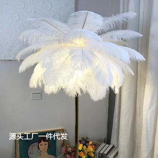 Feather Floor Lamp for Living Room, Sofa, Bedroom, Ins-Style Standing Lamp, Girly Light Luxury Atmosphere, European-Style Feather Lamp