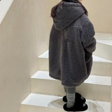 儿童棉衣2025冬装女童羊羔绒连帽外套女宝宝双面穿中长款加厚棉服