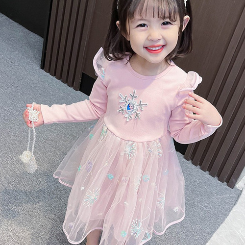 Girls Spring Dress Sheer Dress Trendy Children's Clothing Kids Skirts Little Baby Lolita Elsa Princess Dress Spring Item