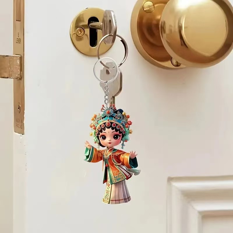 新しいかわいい小さな華丹妖精ペンダントアクリルクロスボーダーフラットインテリアバックミラー装飾キーホルダー|undefined
