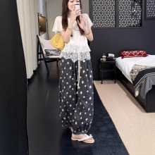 2026春夏自在品位 100%棉舒适棉刺绣波点阔腿裤休闲裤女