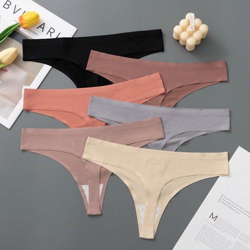 Ice silk seamless underwear women's low-waist sexy European and American thong