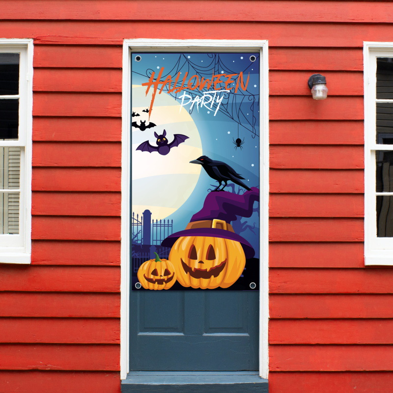 Transfronterizo nueva decoración de Halloween colgando tela patio al aire libre accesorios de decoración de fiesta suministros impresión creativa cubierta de la puerta