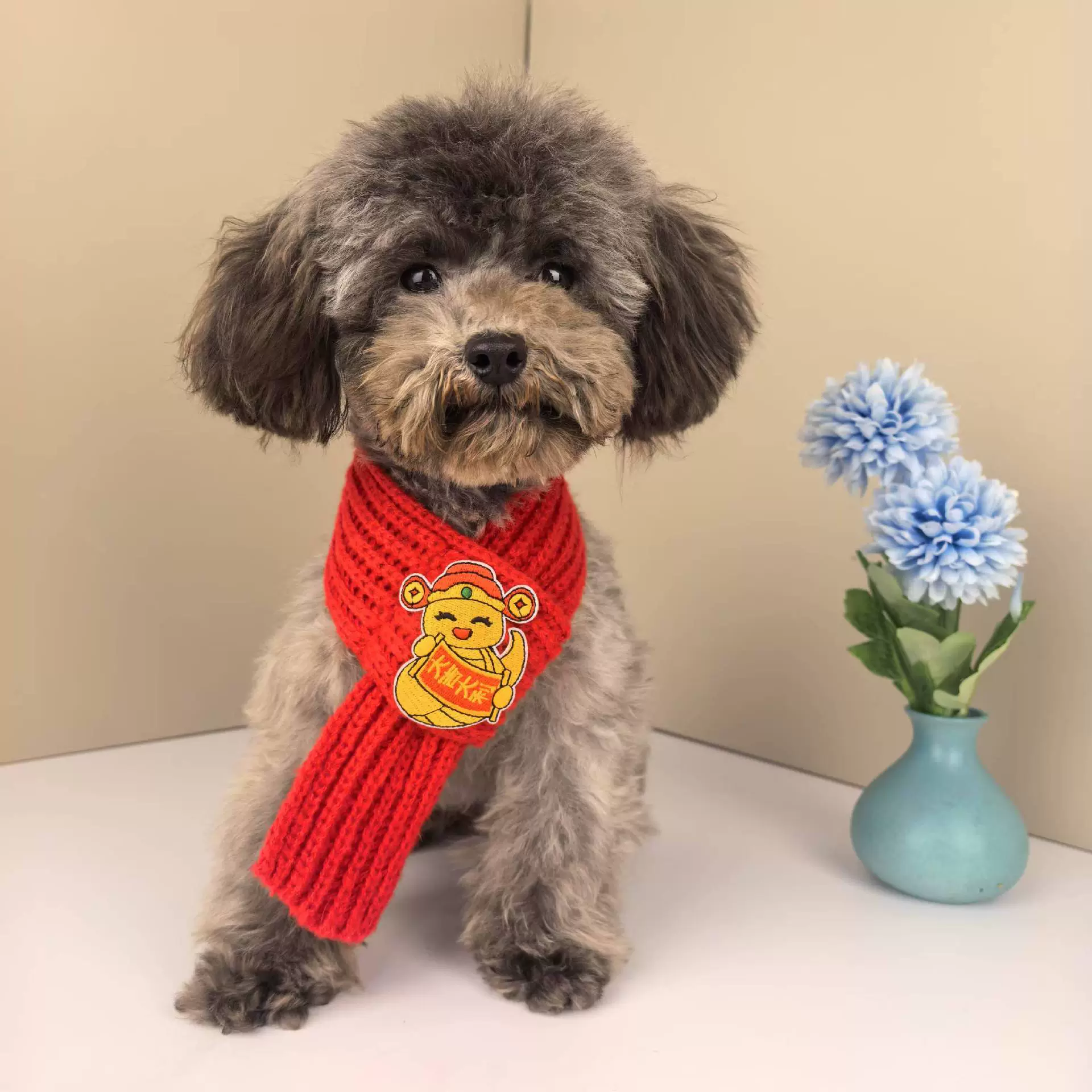 2025 Pet Новогодний шарф красная вышивка