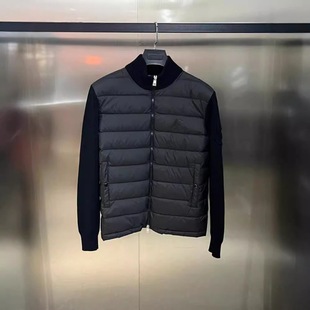 High-end European men's down jacket warm sweater knitted sleeves 2024 Mengjia warm stand collar coat jacket
