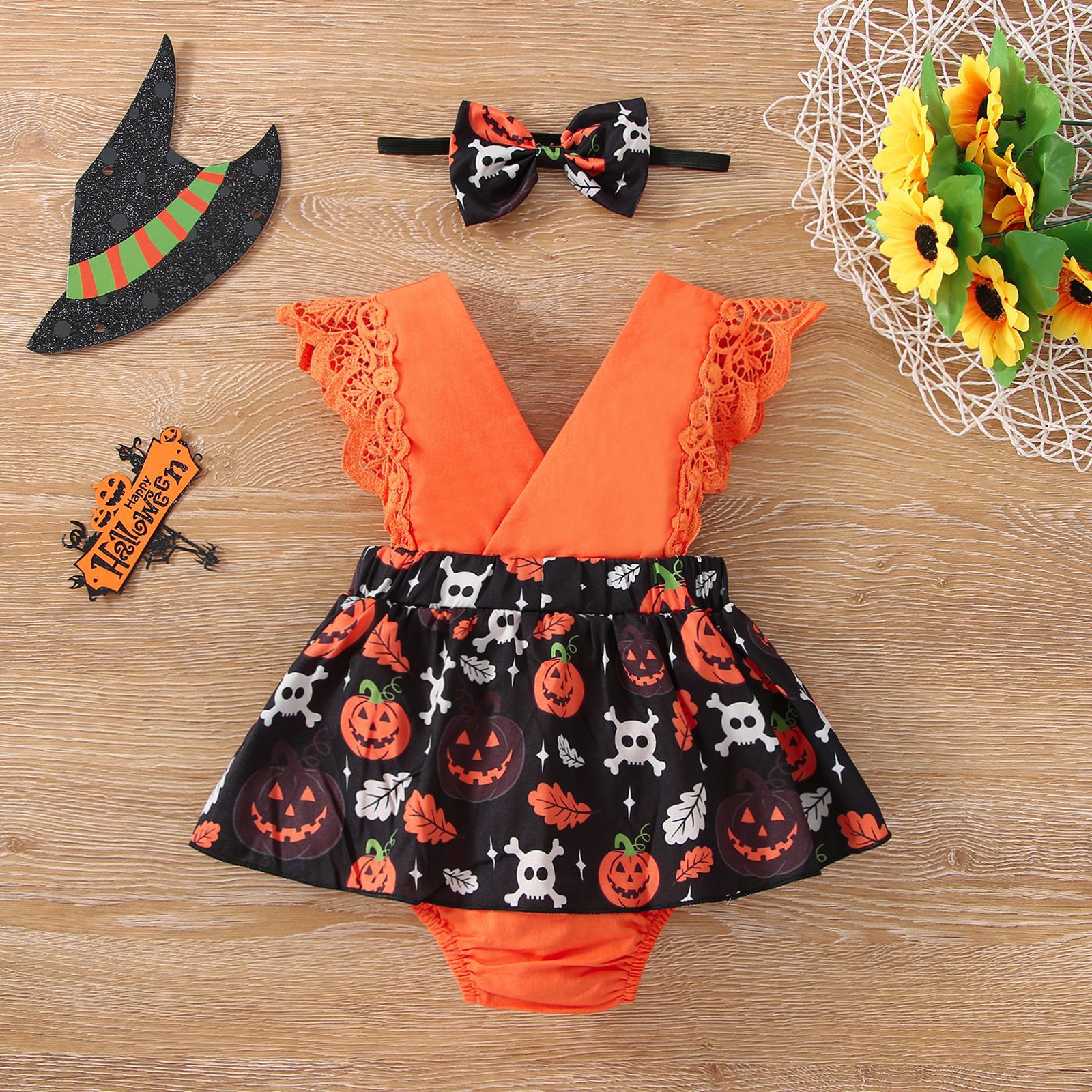 Halloween Fashion Pumpkin Polyester Baby Rompers display picture 6