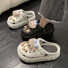 可爱卡通厚底洞洞鞋夏新款EVA时尚百搭小个子增高凉拖鞋子女批发