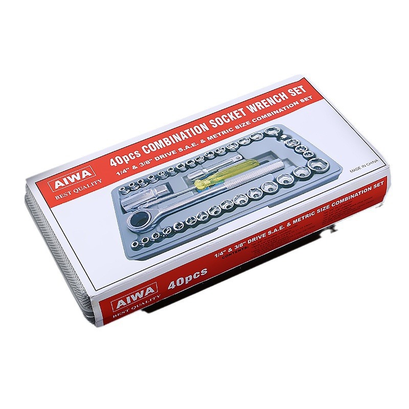(2개) 40 조각 오토바이 자동차 도구 소켓 세트 조합 하드웨어 도구 소켓 세트 소켓 렌치