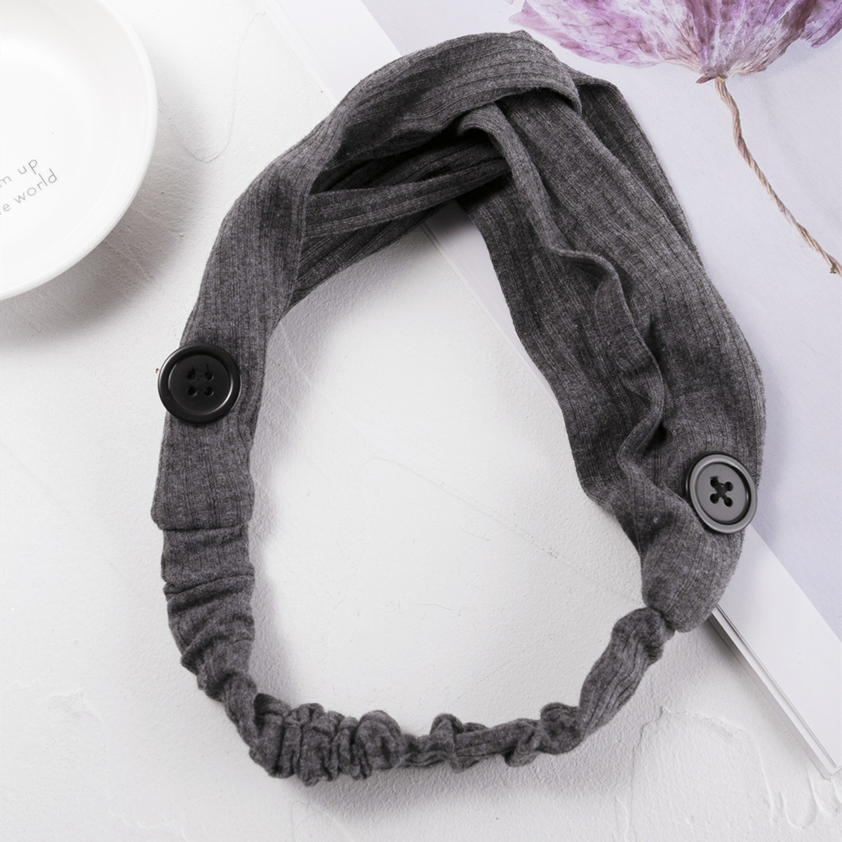 Estilo coreano ins banda de pelo de punto de ala ancha hebilla torcida máscara colgante diadema dulce simple Mori chica estilo lavado de cara diadema cruzada