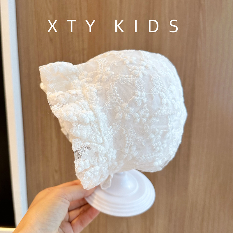 Primavera y verano delgada permeable encaje sombrero para bebés princesa sombrero de corte sombrero dulce sombrero de bebé