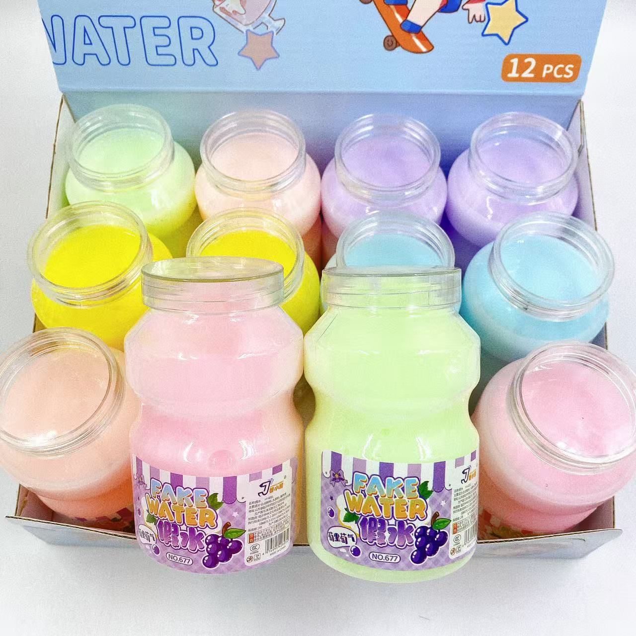 Barro de cristal de agua falsa de color, lodo de la babosa de Slime, lodo de burbujas de cemento falso, descompresión, botella grande hecha a mano, lote de 330g