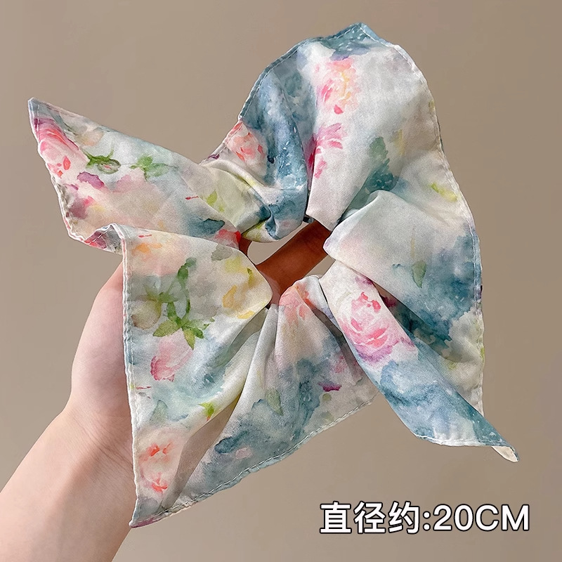 Temperamento bufanda cuadrada intestino lazo para el cabello femenino 2025 nuevo estilo súper grande cola de caballo cabeza cuerda viento perezoso banda de goma cuerda para el cabello tocado