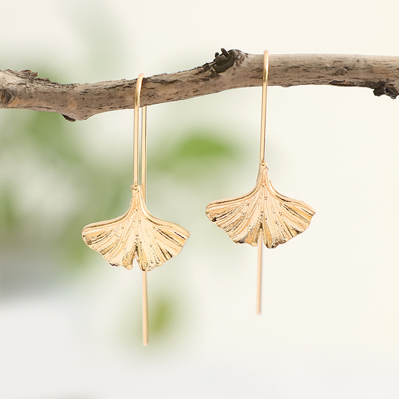 Pastoral Ginkgo Leaf Alloy Plating Women's Earrings display picture 5