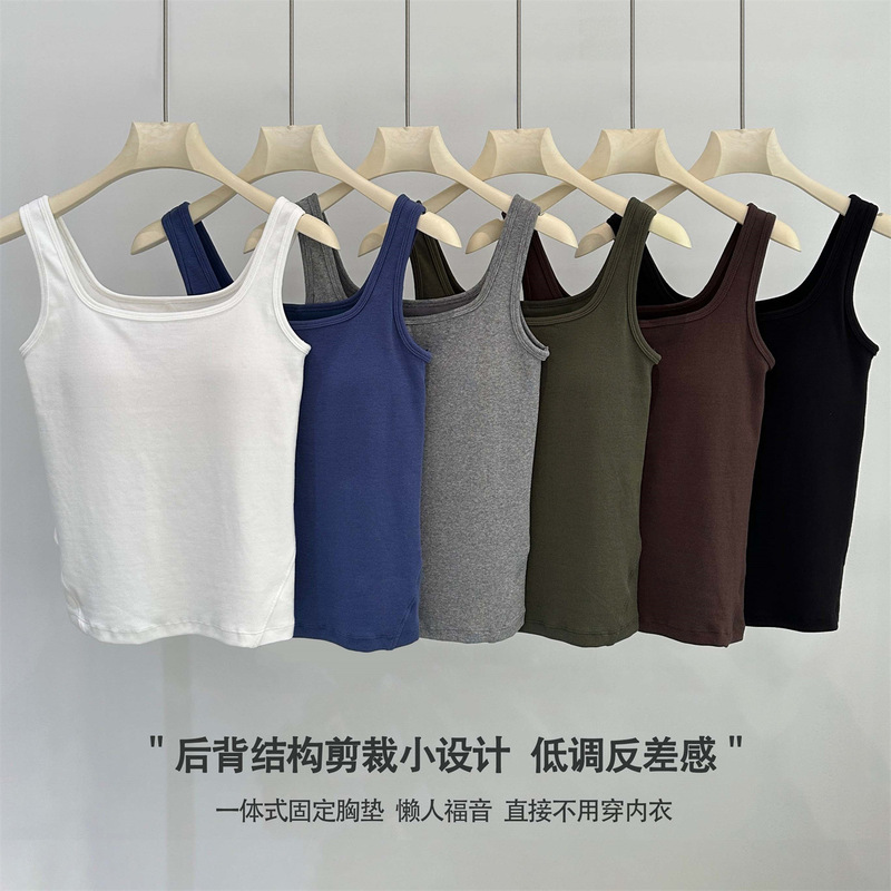 Autumn new style small square-neck sleeveless tank top for women, slim-fit, solid color, suitable for layering or wearing alone, stretchy top Autumn new style small square-neck sleeveless tank top for women, slim-fit, solid color, suitable for layering or wearing alone, stretchy top