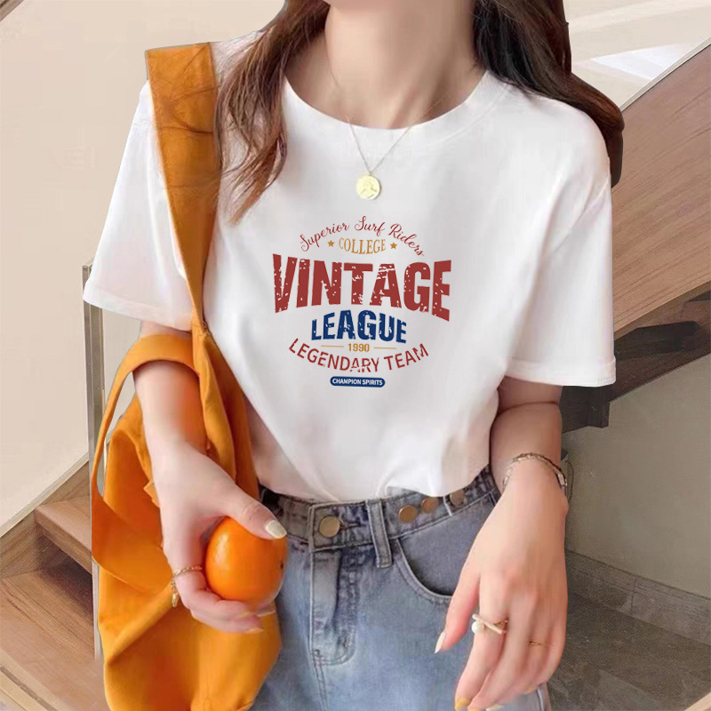 アプリコットショルダー半袖Tシャツ女性用2025夏の新しいファッションラウンドネックルーズスリムトップ|undefined