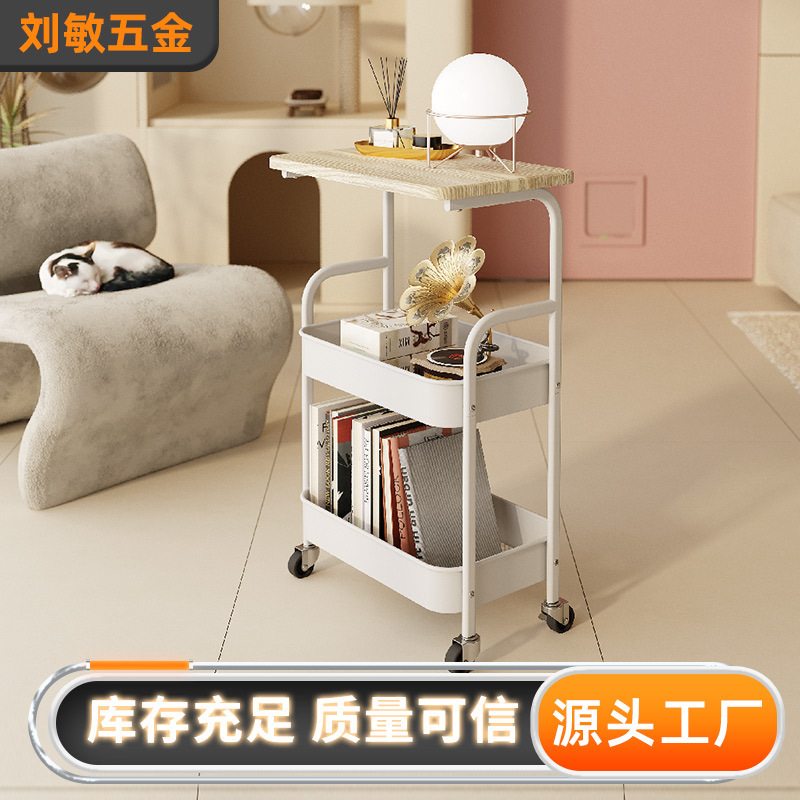 可移动小推车双层家用客厅茶几跨境批发卧室置物架带轮收纳小桌子|undefined