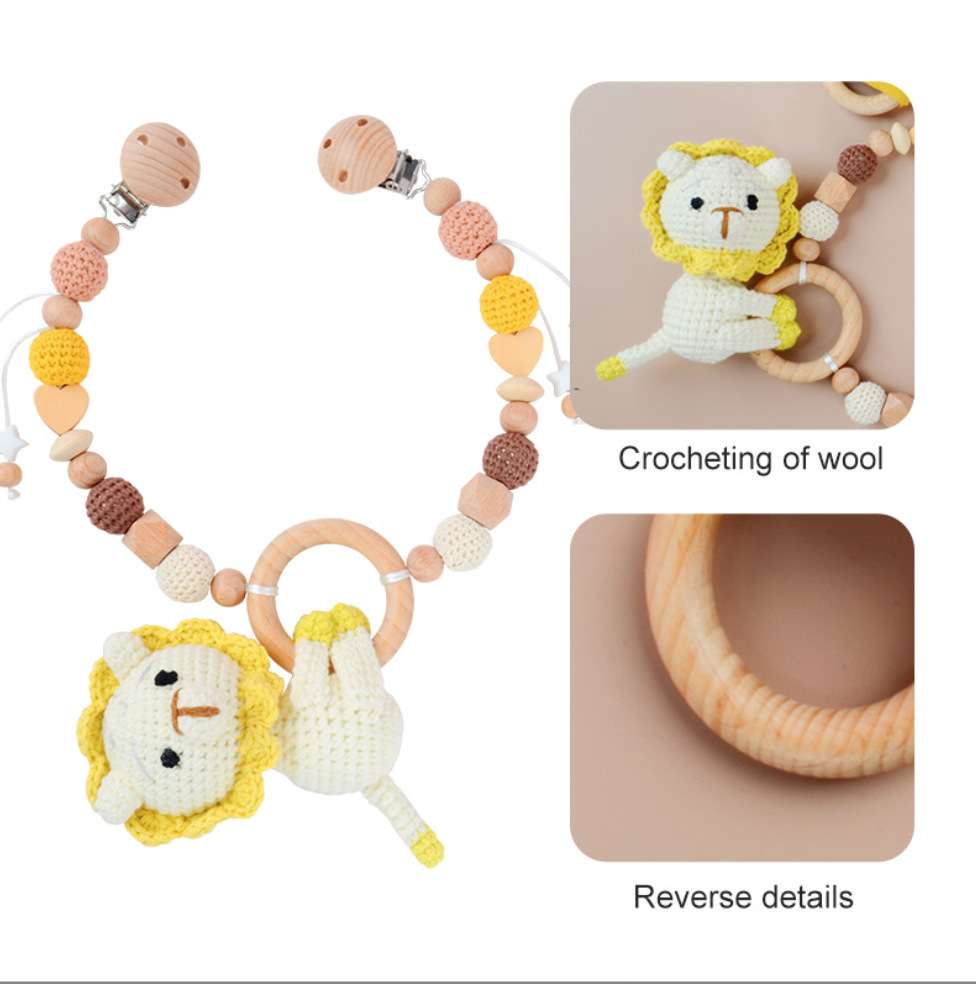 Bebé de punto muñeca animal lana ganchillo anti-caída cadena juguete cochecito puede roer colgante de ganchillo