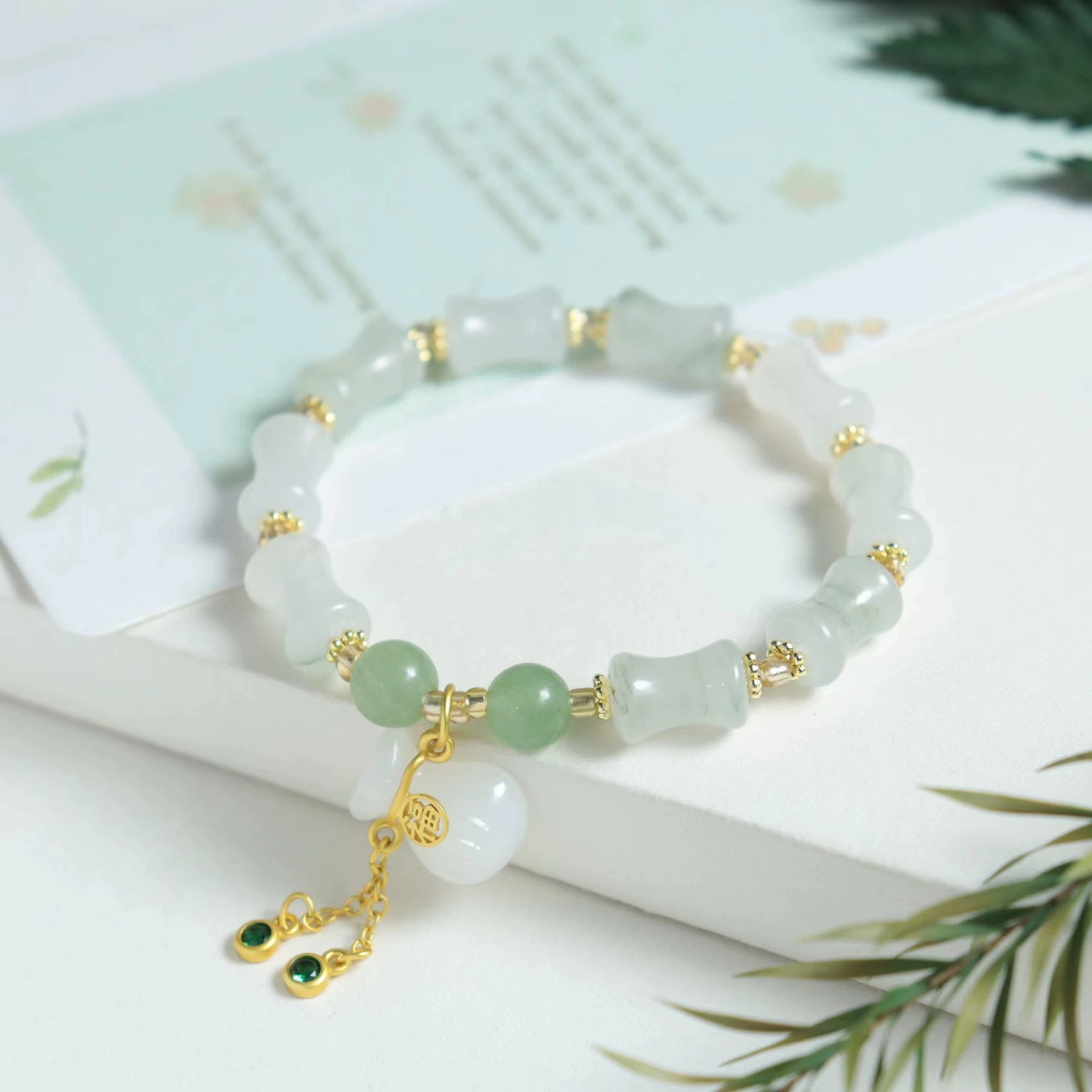 Emerald bamboo bracelet jade