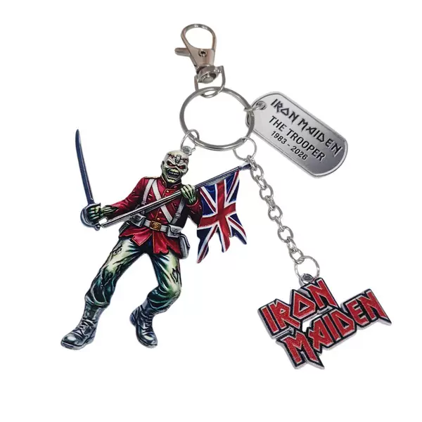 Iron Maiden The Trooper 43rd Anniversary Commemorative Metal Keychain British Flag Skull