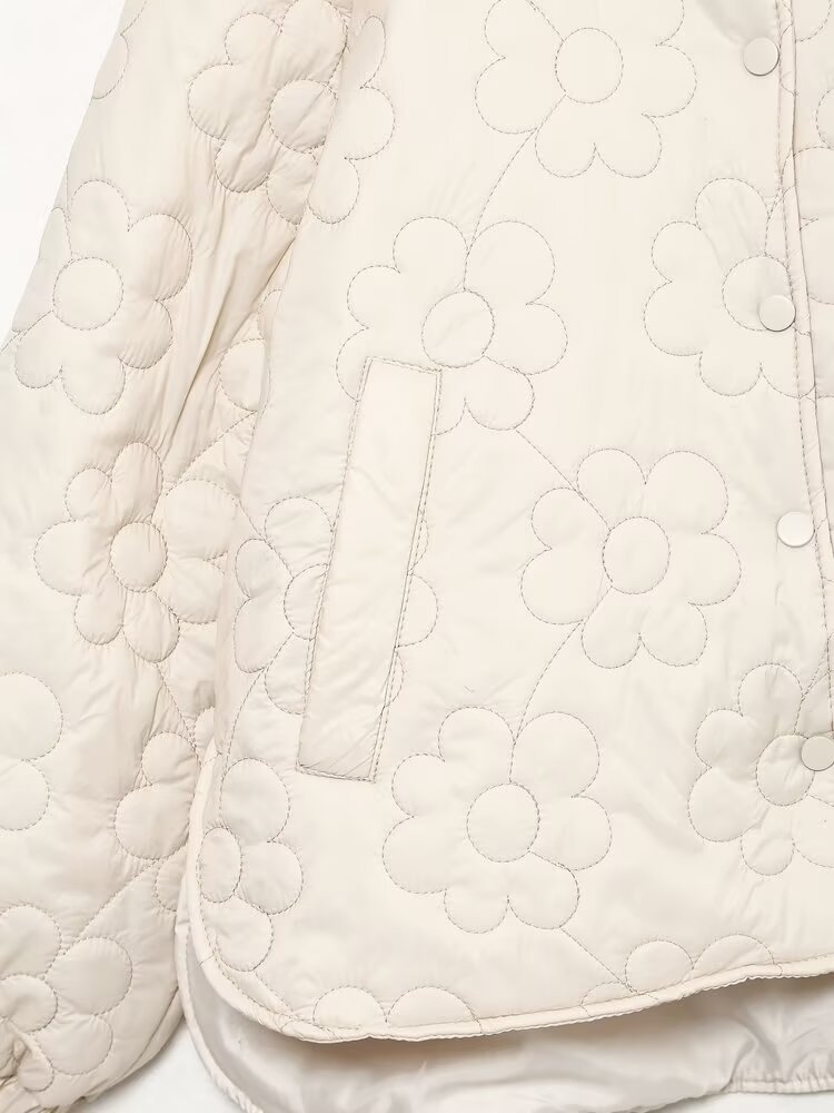 Damenbekleidung Herbst Winter neue blumenbedruckte Baumwolljacke_voghion.com