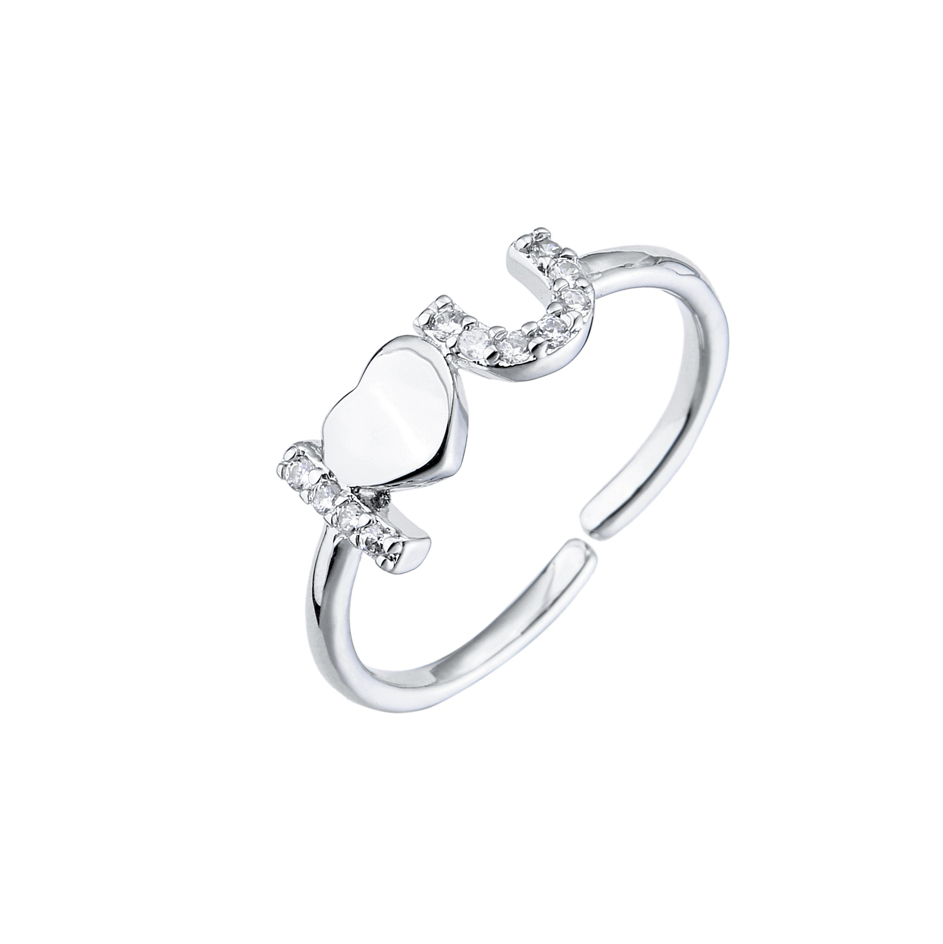 Copper Material Fashion Copper Gold Plated Love English Letter Micro-set Zircon Open Ring