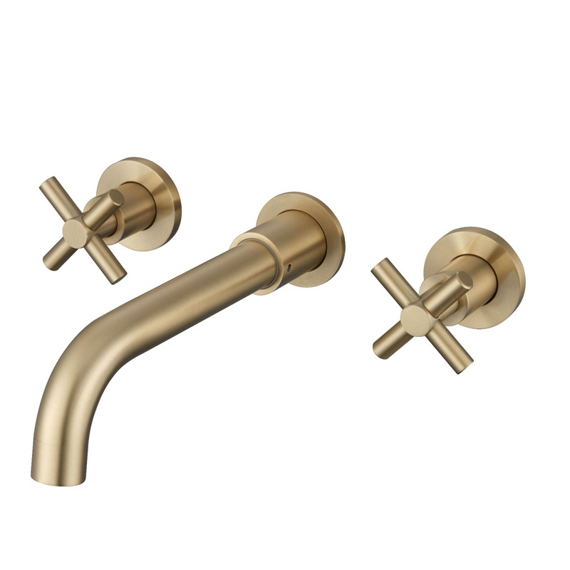 Lavabo oculto doble abierto-oro cepillado