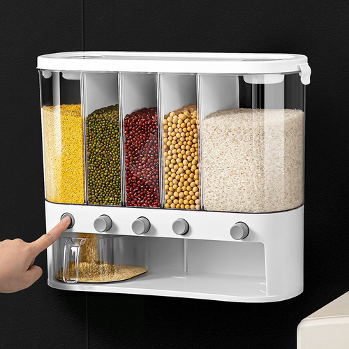 Categorized Five-Grain Storage Box with Rice Bucket: Insect-Proof, Moisture-Resistant, Airtight Canister—Household Food-Grade Rice Container