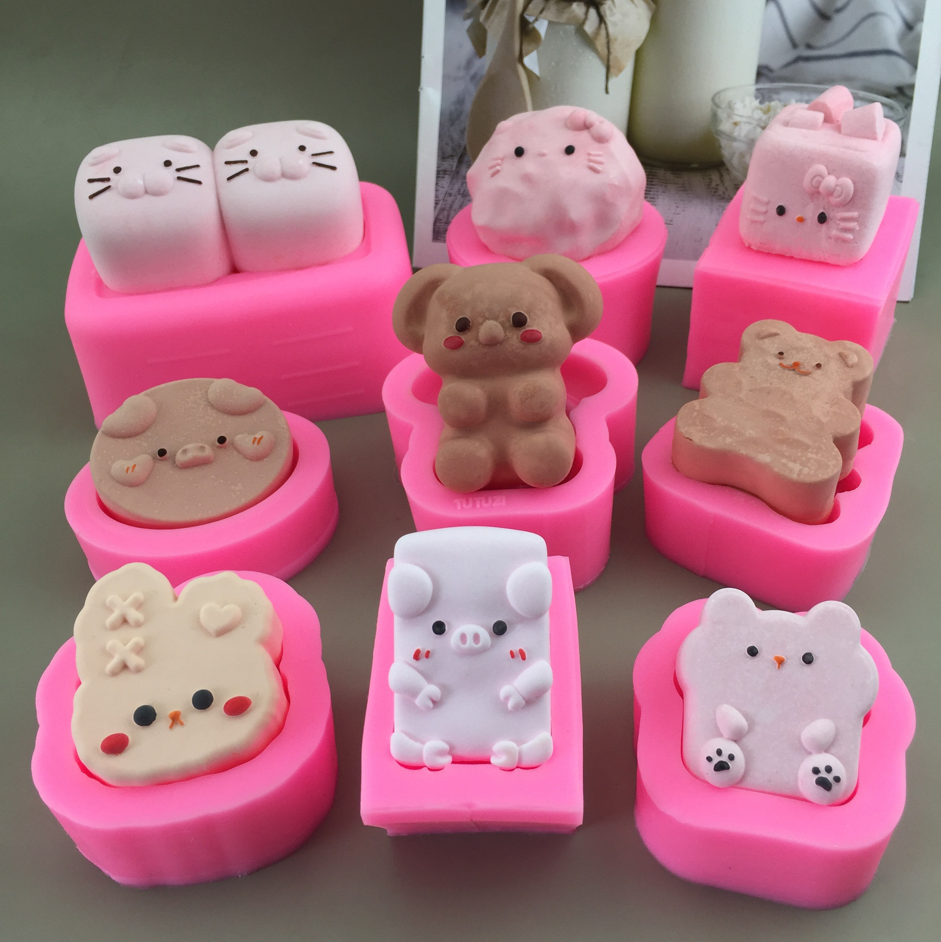 2 даже кошачий любовь кролик щепотка силиконовая форма DIY шоколадная форма для выпечки гипс капель клей ручной работы