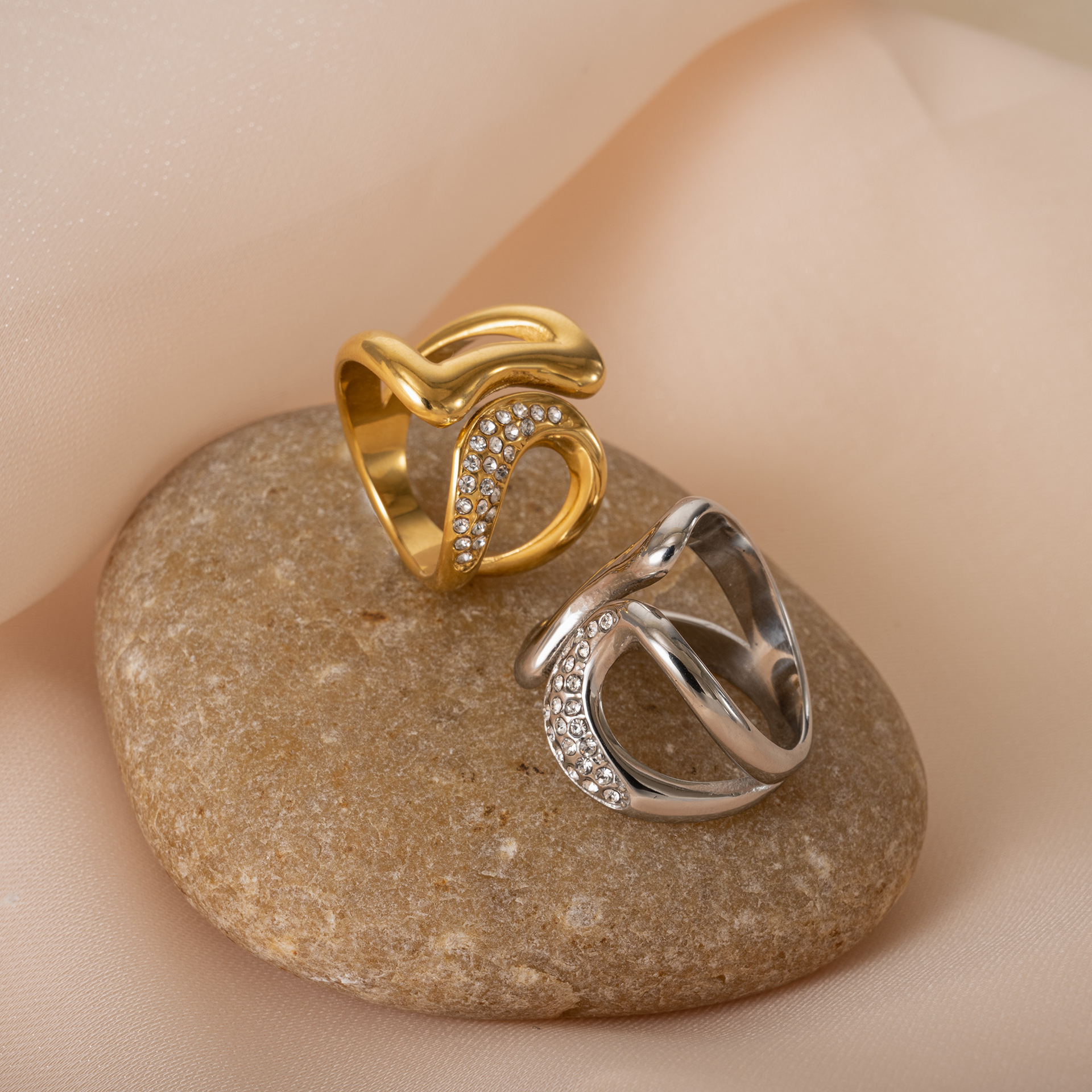 13g Weight Open Rings Classification Wholesale Jewelry Casual Elegant Lady Geometric Titanium Steel Open Rings
