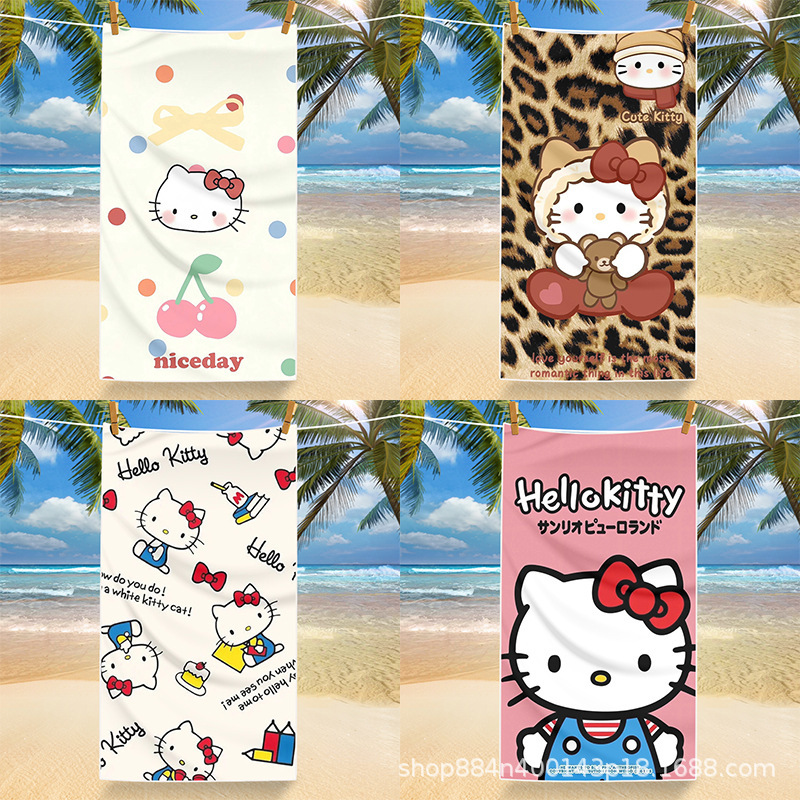 Tume Xiyin Microfiber Digital Printed Beach Towel, Swimming Towel, Cross-Border Kitty Bath Towel, Quick-Drying