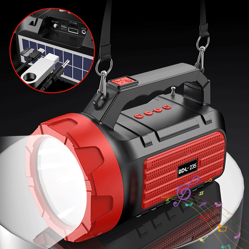 Cross-Border Convenient Bluetooth Speaker Flashlight High-Volume Solar-Powered Multi-Functional Mobile Portable Wireless Speaker Factory