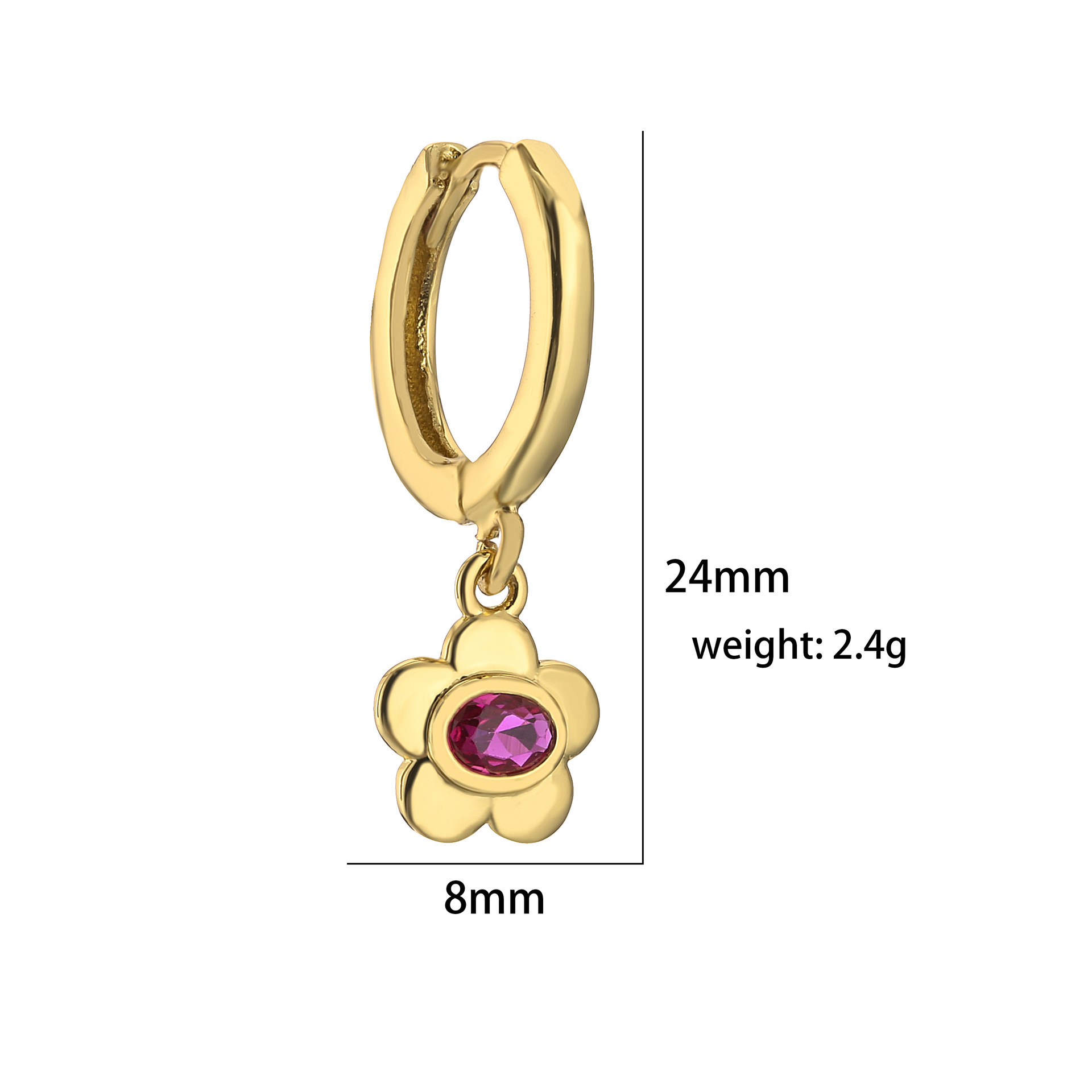 Retro Flower Copper Inlaid Zircon Drop Earrings 1 Pair