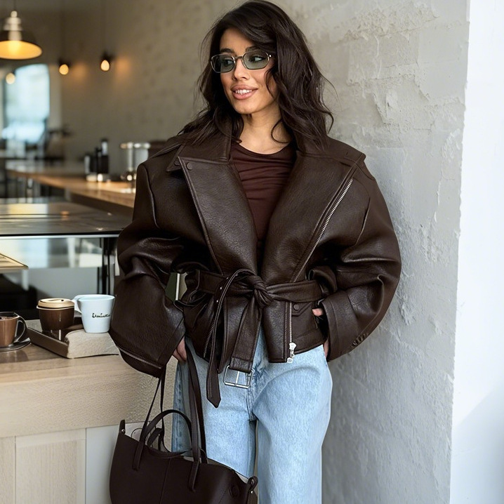 Leather Jacket Coat 2025 European and American Cross-border Spring Women's Wear New European and American Style