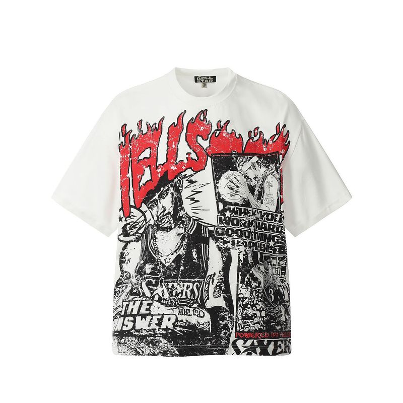 クロスボーダー新しい夏アメリカンレトロ半袖クリエイティブレタープリントルーズトレンディブランド半袖Tシャツトップス男性と女性用|undefined
