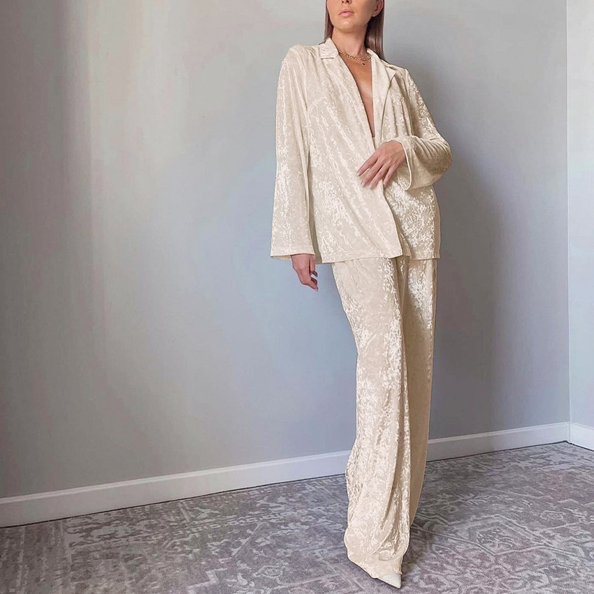 700g Weight Long Sleeve Sleeve Length Pajamas Lingerie Type Single Breasted Placket Type Spandex, Polyester, Diamondmax velvet Fabric Type Regular Top Length Pants Sets Sets Type 2 Pieces Set Quantity Home Occasion Turndown Neckline Breathable Function Regular Fit Fit Type Solid Color Pattern Winter, Summer, Spring Season Women's Gender Simple Style Style Home Women's Simple Style Solid Color Spandex Polyester Diamondmax Velvet Pants Sets Pajama Sets 18