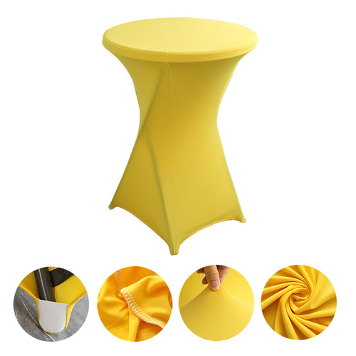 Manufacturer wholesale high-end hotel wedding decoration cocktail bar table cover solid color polyester round banquet elastic table cover