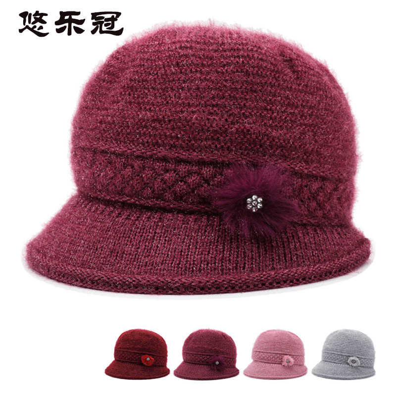妈妈针织帽加绒护耳帽防寒老年人帽子女冬季加厚老太太保暖毛线帽|undefined