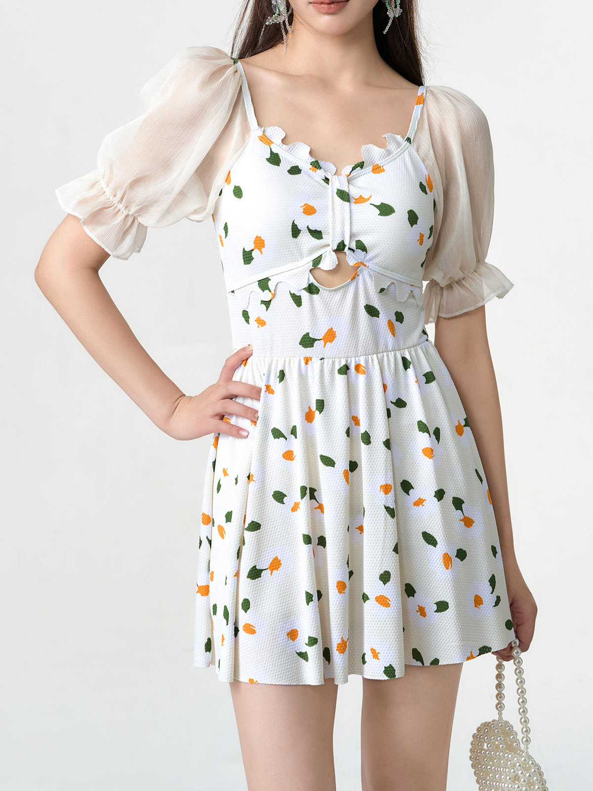 Trajes de baño de mujeres conservadores estudiantes Fairy Fan2024 nuevos trajes de baño de verano frescos y dulces