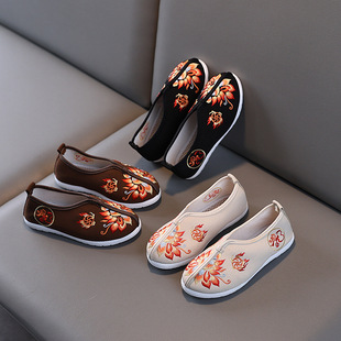 Hanfu Embroidered Shoes for Boys, Old Beijing Cloth Shoes, Ethnic Style Nezha Embroidered Shoes, Rubber Sole Children's Dance Shoes, Children's Shoes