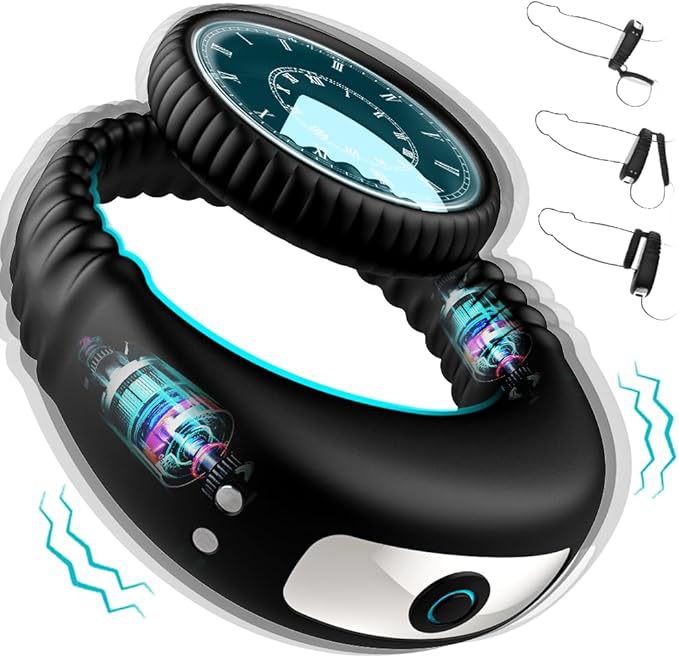 Dual-Vibration Rechargeable Silicone Cock Ring with Locking Double-Band Design — detail image 2