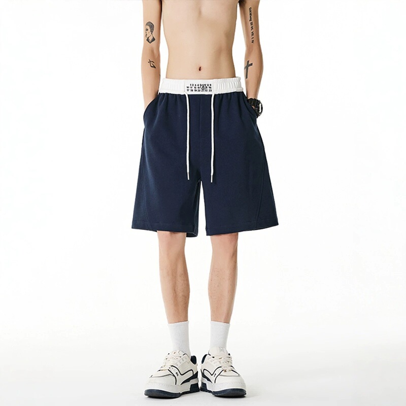 American-style color-blocked waistband sports shorts for men and women, summer plus-size elastic waist drawstring sweatpants, basketball sports shorts American-style color-blocked waistband sports shorts for men and women, summer plus-size elastic waist drawstring sweatpants, basketball sports shorts