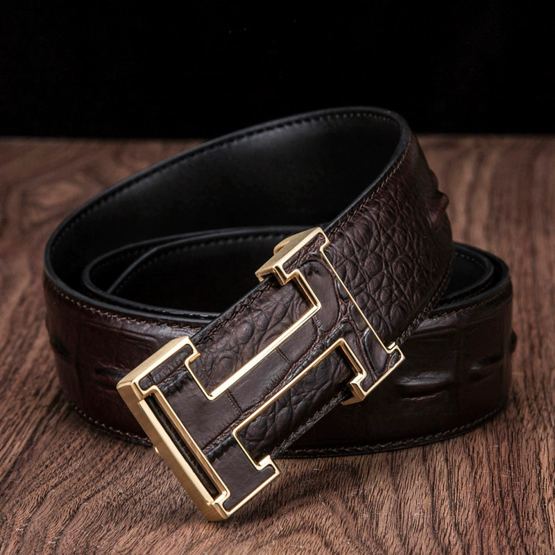 Men's leather universal belt stainless steel, crocodile, genuine leather