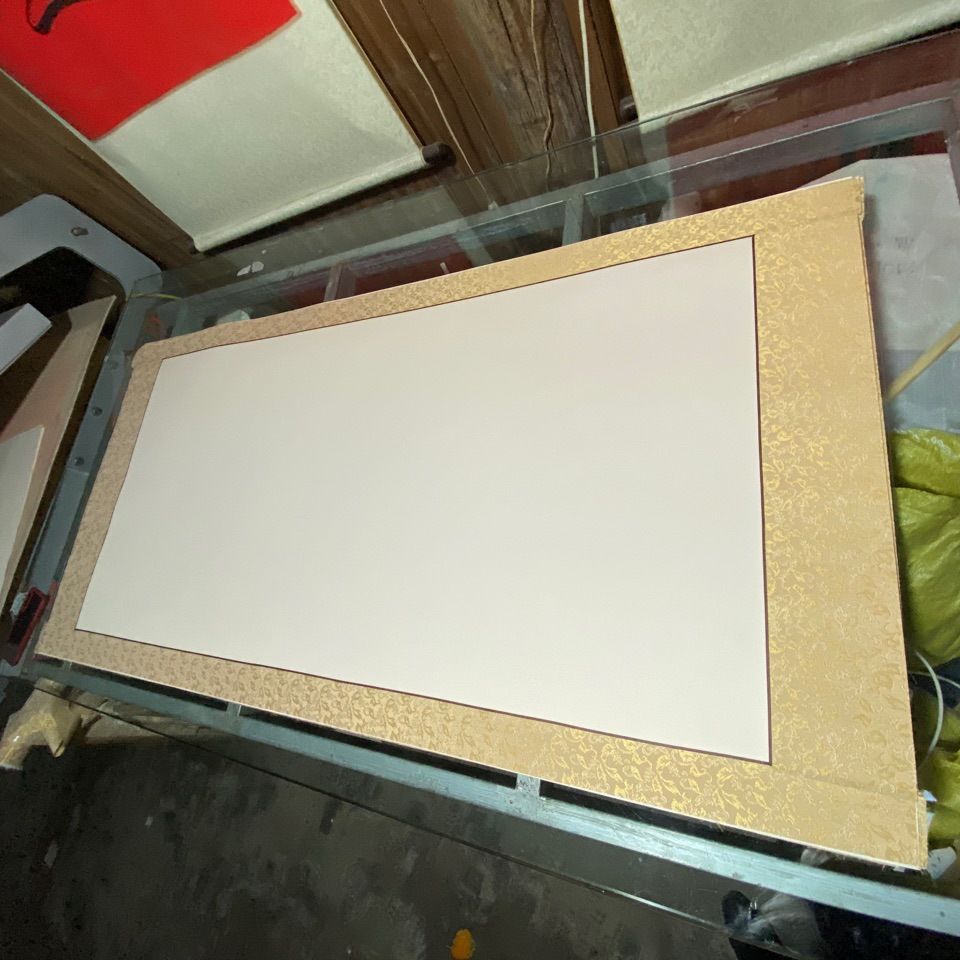 四尺中堂宣纸镜片 手工檀皮宣裱绫布免装裱大幅书画作品卡纸