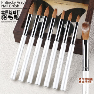 Cross-Border Amazon Quality Mink Hair Manicure Crystal Pen Brushed Diamond Flat Head Extension Crystal Powder Brush Carving Pen