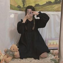 洛丽塔裙子仙女裙学生日系软妹娃娃领系带泡泡长袖荷叶边连衣裙女