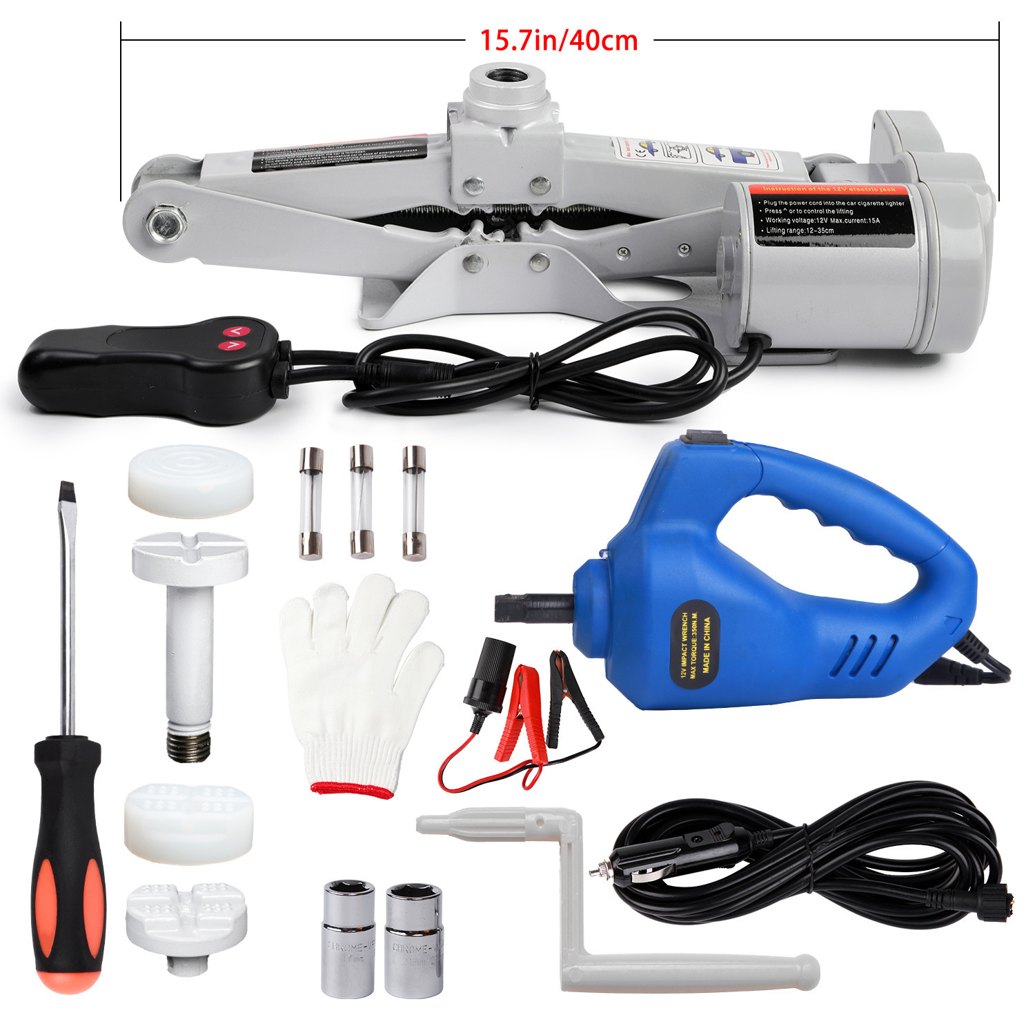 12V car electric Jack suit Scissor Jack electric wrench car repair toolbox