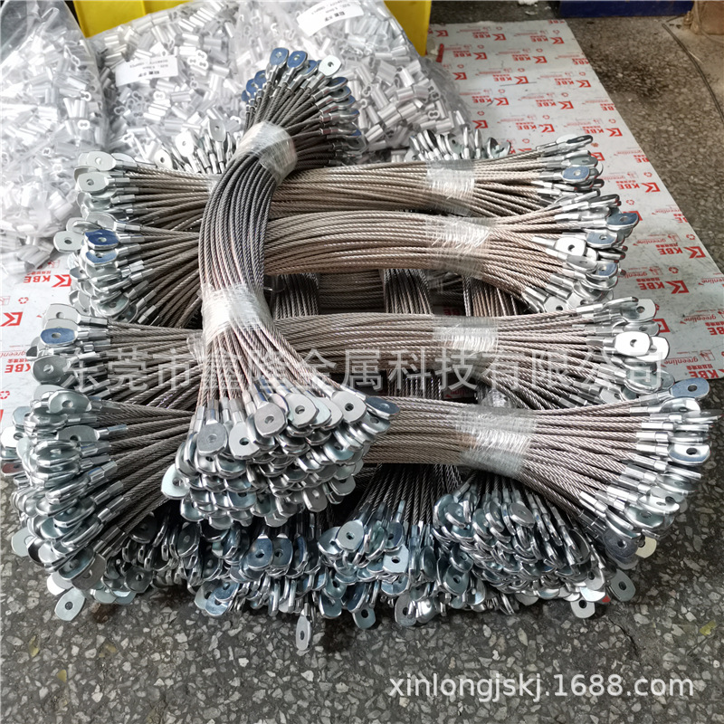 跨境304不锈钢钢丝绳316包胶钢丝绳鱼眼端子压制吊灯安全绳钢缆索