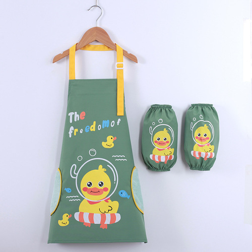Preschool Waterproof Paint Suit Sleeveless Children's Overalls Baby Eating Bib Reverse Wear Outfit Unisex Children's Apron Protection Clothing