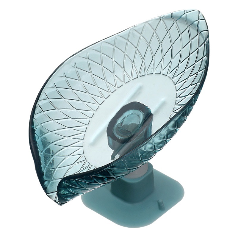 Nueva taza de succión en forma de hoja caja de jabón de drenaje rack de almacenamiento libre de ponche montado en la pared titular de jabón de baño